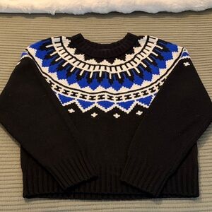 Women's Black and Blue Patterned Sweater